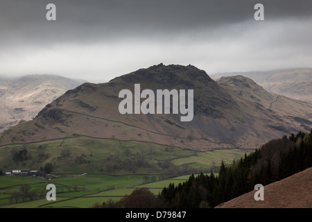 Spitze Felsen aus Butter Crag, in der Nähe von Grasmere, Lake District, Cumbria Stockfoto