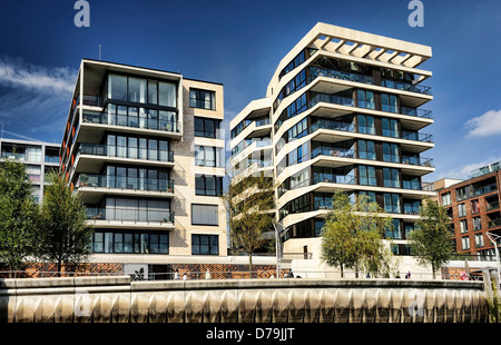 Moderner Architektur in den kaiserlichen Kai im Hafen Stadt Hamburg, Deutschland, Europa, Moderne Architektur bin Kaiserkai in d Stockfoto