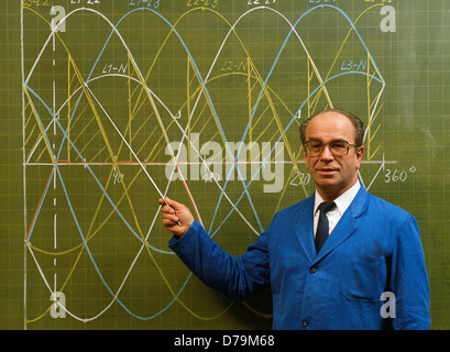 Trainer gedruckten Leiterplatte in Frontplatte zeigt Linie Diagramm drei-Phasen-system Stockfoto