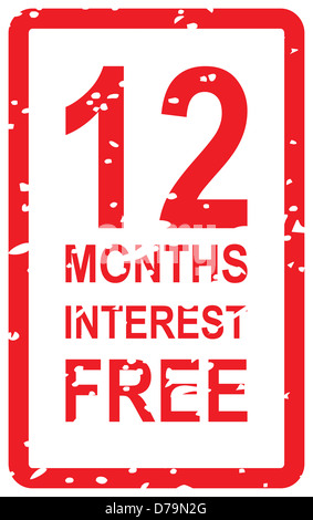 Roter Stempel Vektor für 12 Monate Interesse kostenlose Business-Konzept Stockfoto