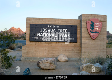 Eingang-Marker zum Joshua Tree National Park in Kalifornien Stockfoto