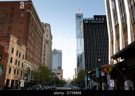 Ein Blick auf Downtown Raleigh in North Carolina Stockfoto