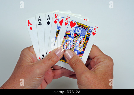 Full House Poker Hand. Stockfoto