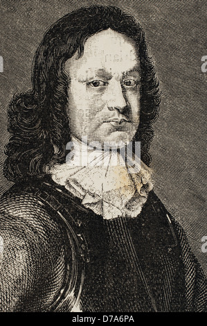 John Hampden (ca. 1595-1643) war ein englischer Politiker. Porträt. Gravur. Stockfoto