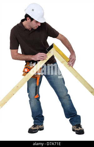 Mann Mess Fachwerk Stockfoto