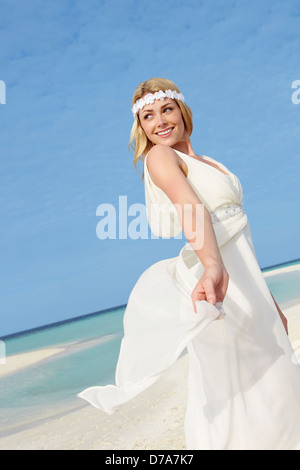 Am schönen Strandhochzeit Braut Stockfoto