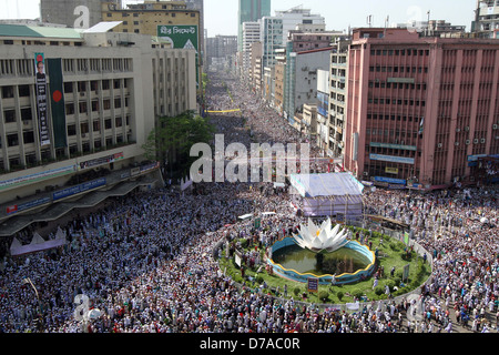 Bangladeshi Hefajat-e-Islam Aktivisten an einer Kundgebung in Dhaka am 6. April 2013. Stockfoto