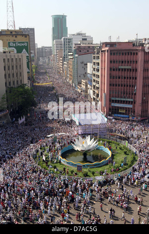 Bangladeshi Hefajat-e-Islam Aktivisten an einer Kundgebung in Dhaka am 6. April 2013. Stockfoto