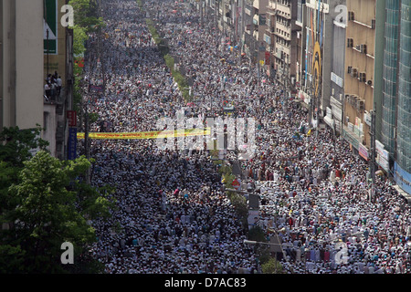 Bangladeshi Hefajat-e-Islam Aktivisten an einer Kundgebung in Dhaka am 6. April 2013. Stockfoto