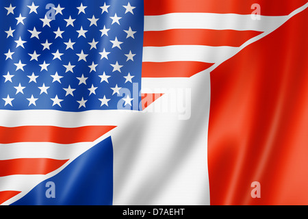 USA und Frankreich Flagge gemischt, dreidimensional zu rendern, Abbildung Stockfoto