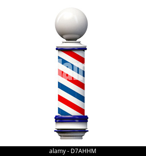 alten Barber Pole Zeichen isoliert auf weißem Hintergrund Stockfoto