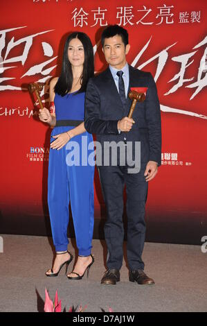 Aaron Kwok und Charlie Yeung auf Pressekonferenz der Christrose in Shenzhen, Guangdong, China auf Montag, 29. April 2013. Stockfoto