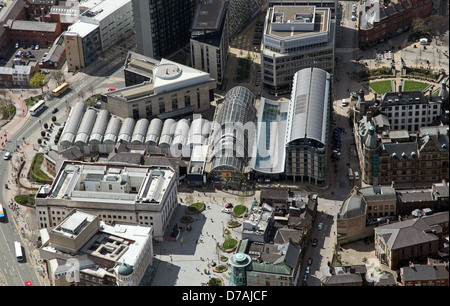 Luftaufnahme von Sheffield Wintergarten, Tudor Platz, Sheffield Stockfoto