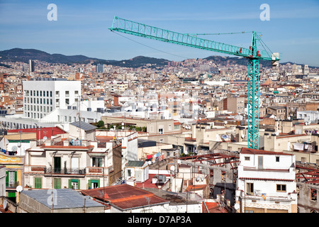 Vogelperspektive von Barcelona (Spanien) am Morgen Stockfoto