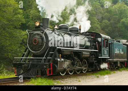 White Pass Yukon Dampfzug in Skagway, Alaska, USA Stockfoto