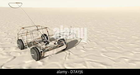 Eine traditionelle südafrikanische handgemachte Draht Spielzeugauto gemacht aus Metall und Kupfer Draht mit Blechdosen als Räder in einer Wüste landscap Stockfoto