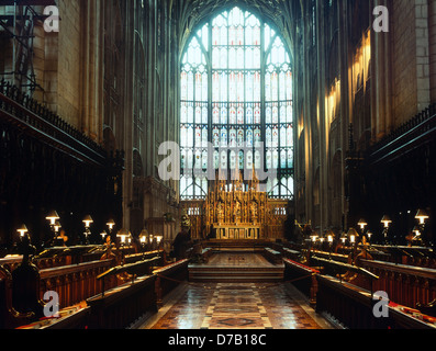 Kathedrale von Gloucester alten Chorgestühl. England Stockfoto