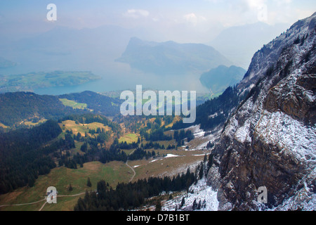 Vierwaldstättersee gesehen aus dem Pilatus, Schweiz Stockfoto