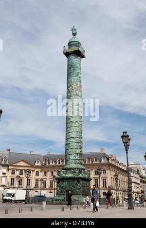 Place Vendôme-Säule von Napoleon Siegen, Paris, Frankreich Stockfoto