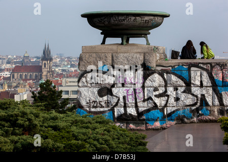 Überreste des ehemaligen Denkmals für Stalin Prag Letna Park sehen Tschechien Stockfoto