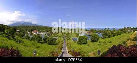 Panorama der Wasserpalast Tirtagangga Taman Ujung auf Bali Stockfoto