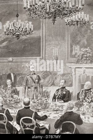 Lord Kitchener Antwort auf einen Toast auf dem Bankett im St. James Palace, London, 12. Juli 1902 hielt an um seiner Heimkehr zu feiern. Stockfoto