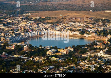 Luftaufnahme von Pushkar-See, Rajasthan, Indien. Stockfoto