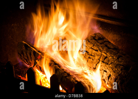 Nahaufnahme des brennenden Feuers. Stockfoto