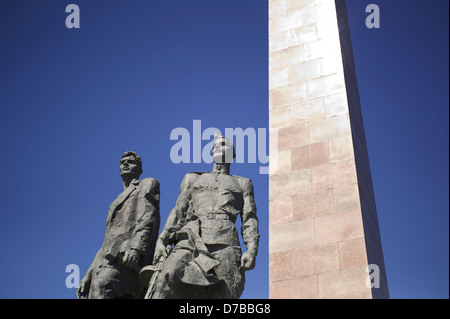 Sowjetische Soldaten, die Leningrad von deutschen im Weltkrieg, Sieg Square,St.Petersburg,Russia verteidigt Stockfoto