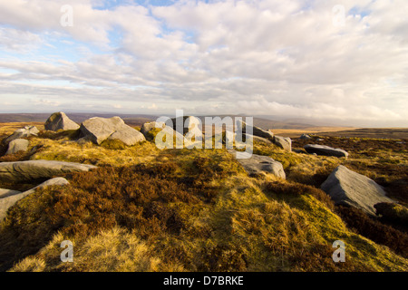 Wolfhole Felsen im Wald von bowland Stockfoto