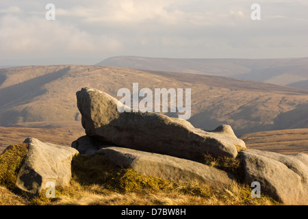 Wolfhole Felsen im Wald von bowland Stockfoto