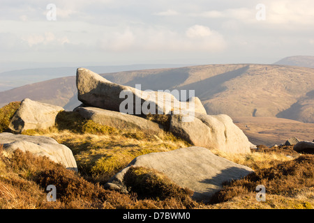 Wolfhole Felsen im Wald von bowland Stockfoto