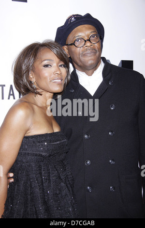 Angela Bassett und Samuel L. Jackson Öffnung Nacht nach der Party für die Broadway-Spiel "The Mountaintop" hielt im Espace Bankett Stockfoto