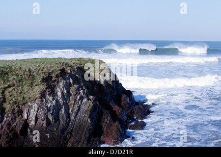 Storm Wellen aus Süßwasser West Beach, Pembrokeshire, Frühjahr 2013 Stockfoto