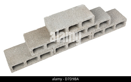 Sechs Blöcke in grauen Betonbau (aka Betonklotz Brise Block Zement Block Stiftung Block Besser Block; Stockfoto