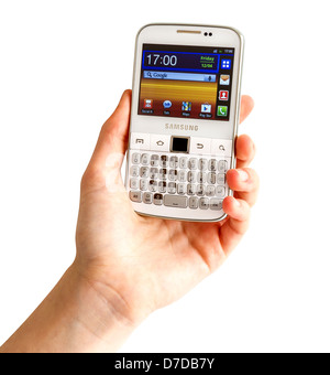 Samsung Galaxy Y Pro B5510 ist ein Android Smartphone mit QWERTZ-Tastatur Candybar. Stockfoto