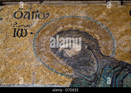 Johannes der Täufer. Aus der Deesis Mosaik (12. centry) in der Hagia Sophia Kirche, Istanbul, Türkei Stockfoto