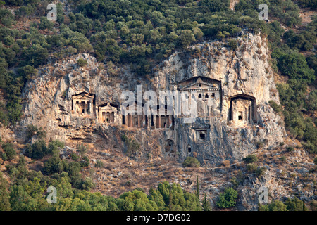 Lykische Felsengräber in Dalyan, Mugla, Türkei Stockfoto