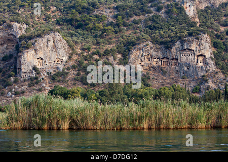 Lykische Felsengräber in Dalyan, Mugla, Türkei Stockfoto