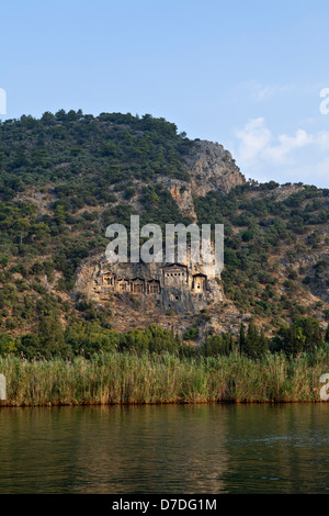 Lykische Felsengräber in Dalyan, Mugla, Türkei Stockfoto