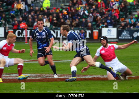 Glasgow, Vereinigtes Königreich. 4. Mai 2013.  während der Glasgow Emirates Airline Glasgow 7 s aus Scotstoun. Schottland 7 V England 29. Bildnachweis: ALAN OLIVER / Alamy Live News Stockfoto