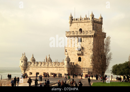 Iconic Turm von Belem, an den Ufern des Tejo, Lissabon, Portugal Stockfoto