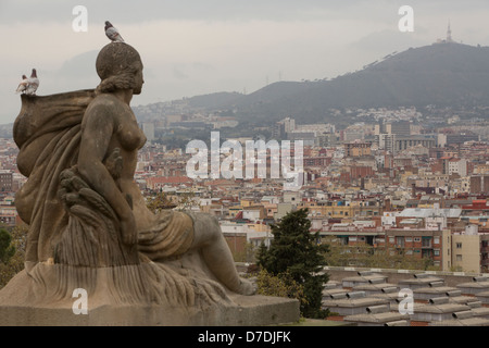 Blick auf Barcelona vom Museu Nacional d ' Art de Catalunya - Barcelona, Spanien. Stockfoto