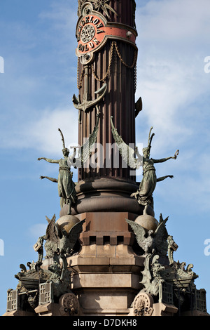 Columbus-Spalte auf der Barcelona Hafen, am Ende der berühmten Straße Las Ramblas. Stockfoto