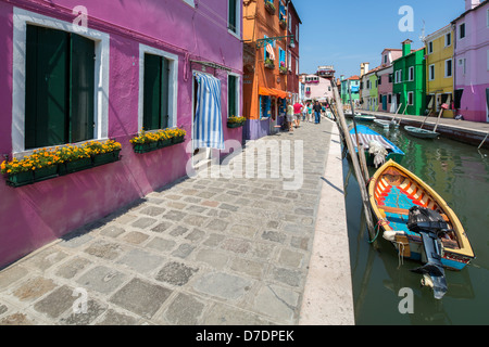 Bunten Häuser in Burano, Venedig, Italien Stockfoto