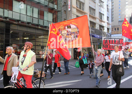 Sydney, NSW, Australien. 5. Mai 2013. Gewerkschaften und verschiedenen anderen Gruppen trat zusammen, um vom NSW Parliament House, Macquarie Street Belmore Park in der Nähe von Hauptbahnhof, März wo Lautsprecher adressiert die Rallye. Kredit: Kredit: Richard MIlnes / Alamy live News. Stockfoto