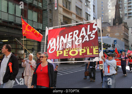 Sydney, NSW, Australien. 5. Mai 2013. Gewerkschaften und verschiedenen anderen Gruppen trat zusammen, um vom NSW Parliament House, Macquarie Street Belmore Park in der Nähe von Hauptbahnhof, März wo Lautsprecher adressiert die Rallye. Kredit: Kredit: Richard MIlnes / Alamy live News. Stockfoto