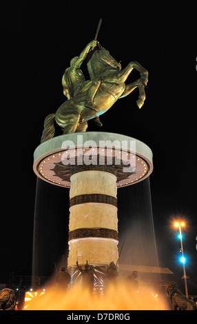 Alexander der große auf einem Pferd in Skopje Mazedonien Stockfoto