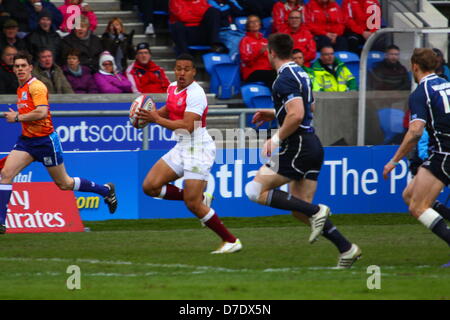 Glasgow, Vereinigtes Königreich. 4. Mai 2013. . während der Glasgow Emirates Airline Glasgow 7 s aus Scotstoun.   Schottland 7 V England 29 Credit: Alan Oliver/Alamy Live News Stockfoto