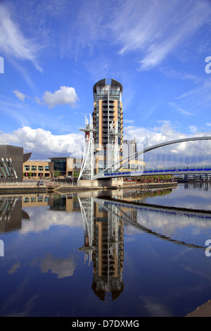 Panoramablick von Manchester in Salford Quays Stockfoto